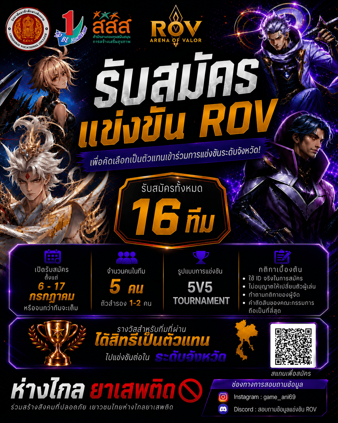 ไม่มีทีมไม่ใช่ปัญหา! อาชีวะเชียงรายชวนเด็กเกมมาปล่อยของ—สมัครแข่ง RoV วันนี้ถึง 17 ก.ค. 2569"
